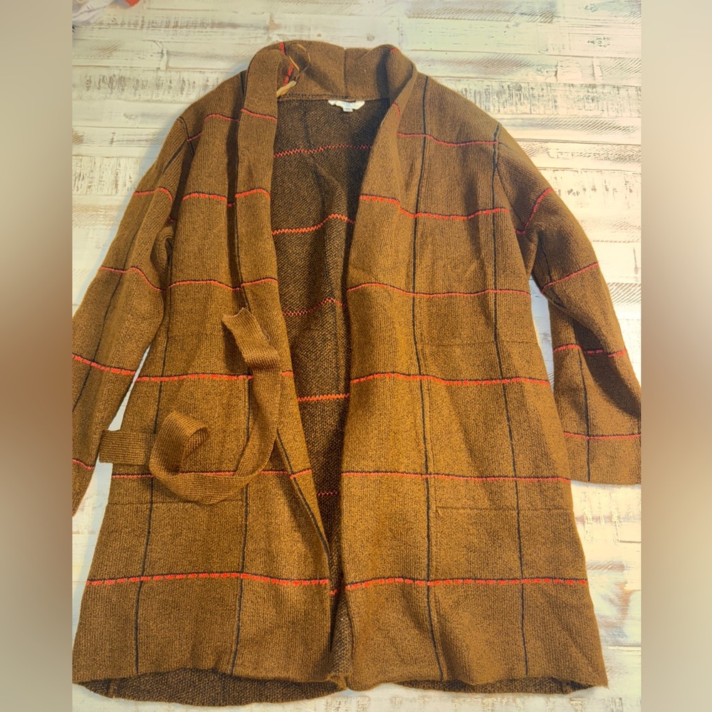 Time and Tru Brown Checkered Women's Cape